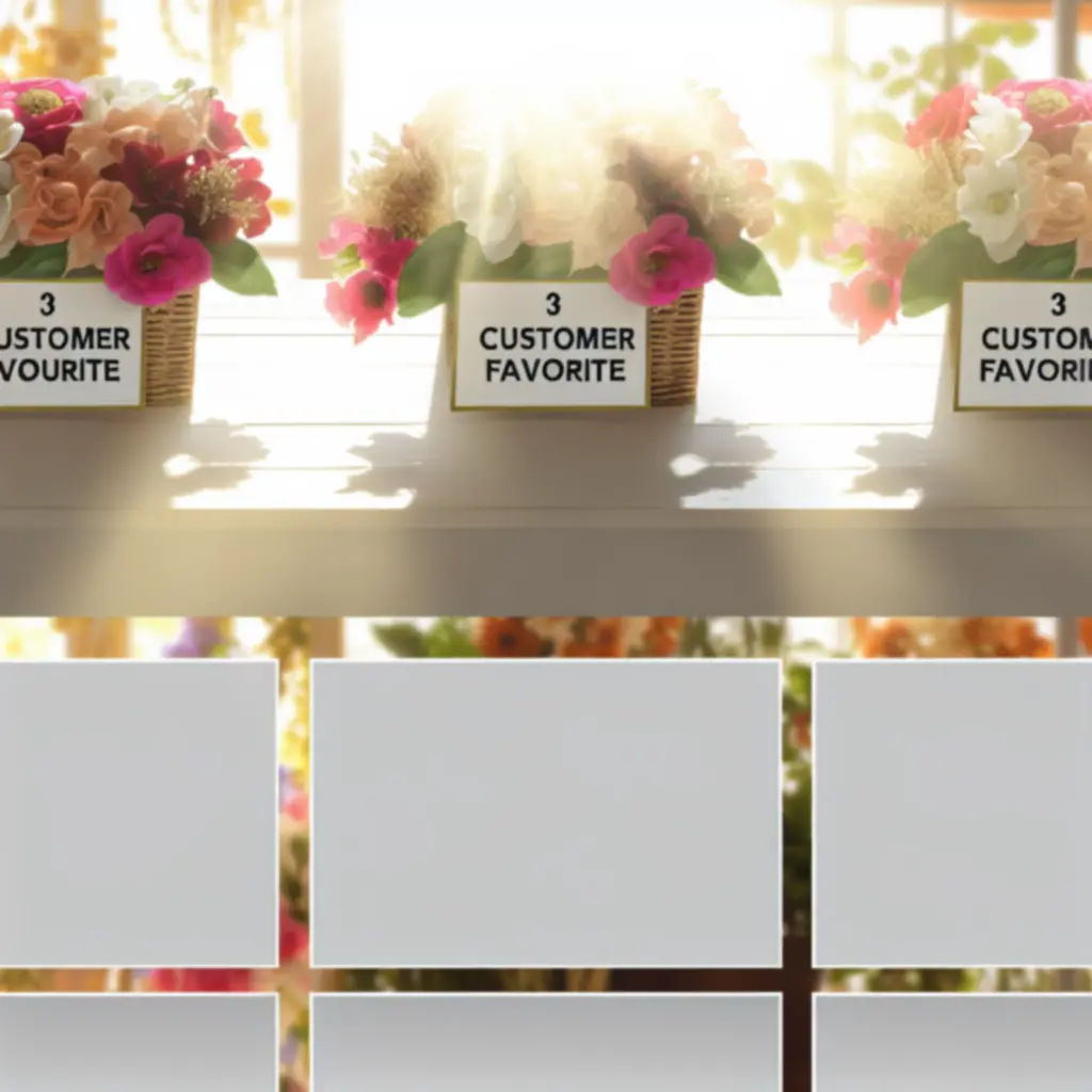 Rij van populaire bloemenboeketten naast elkaar opgesteld