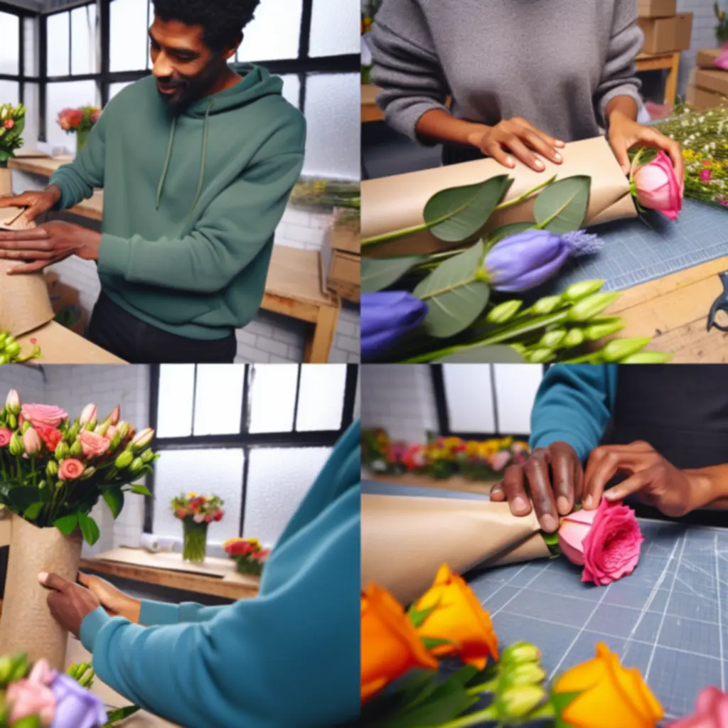 Bloemenboeket zorgvuldig verpakt voor verzending