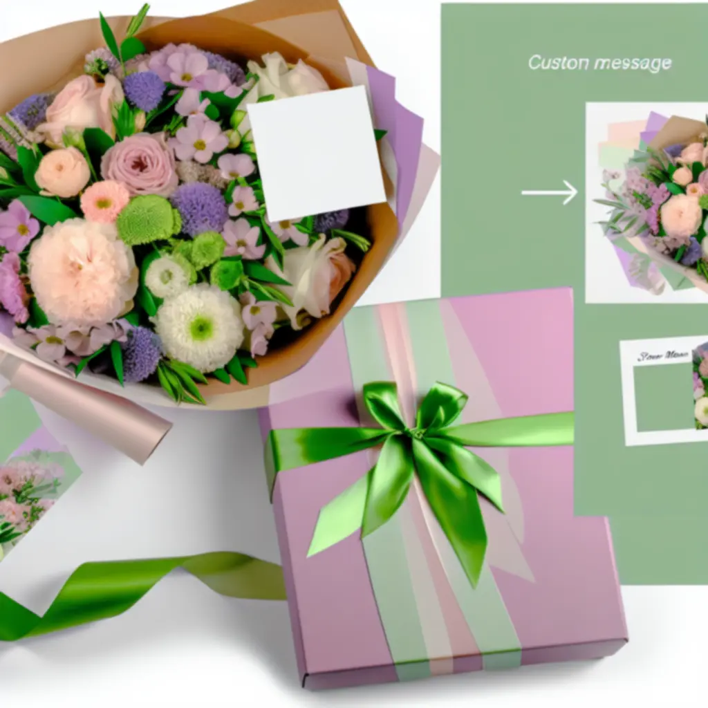 Boeket met luxe cadeauverpakking en kaart