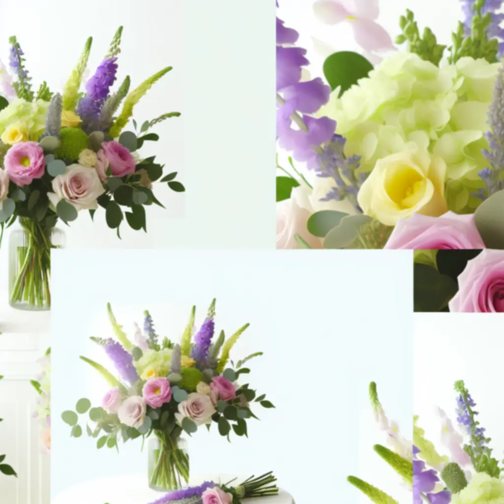 Elegant bloemenboeket in zachte roze, paarse en gele tinten