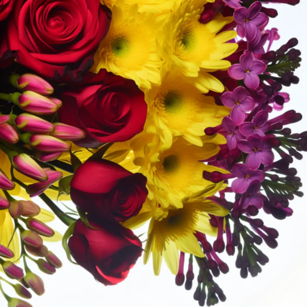 Close-up van een kleurrijk bloemboeket in hoge resolutie