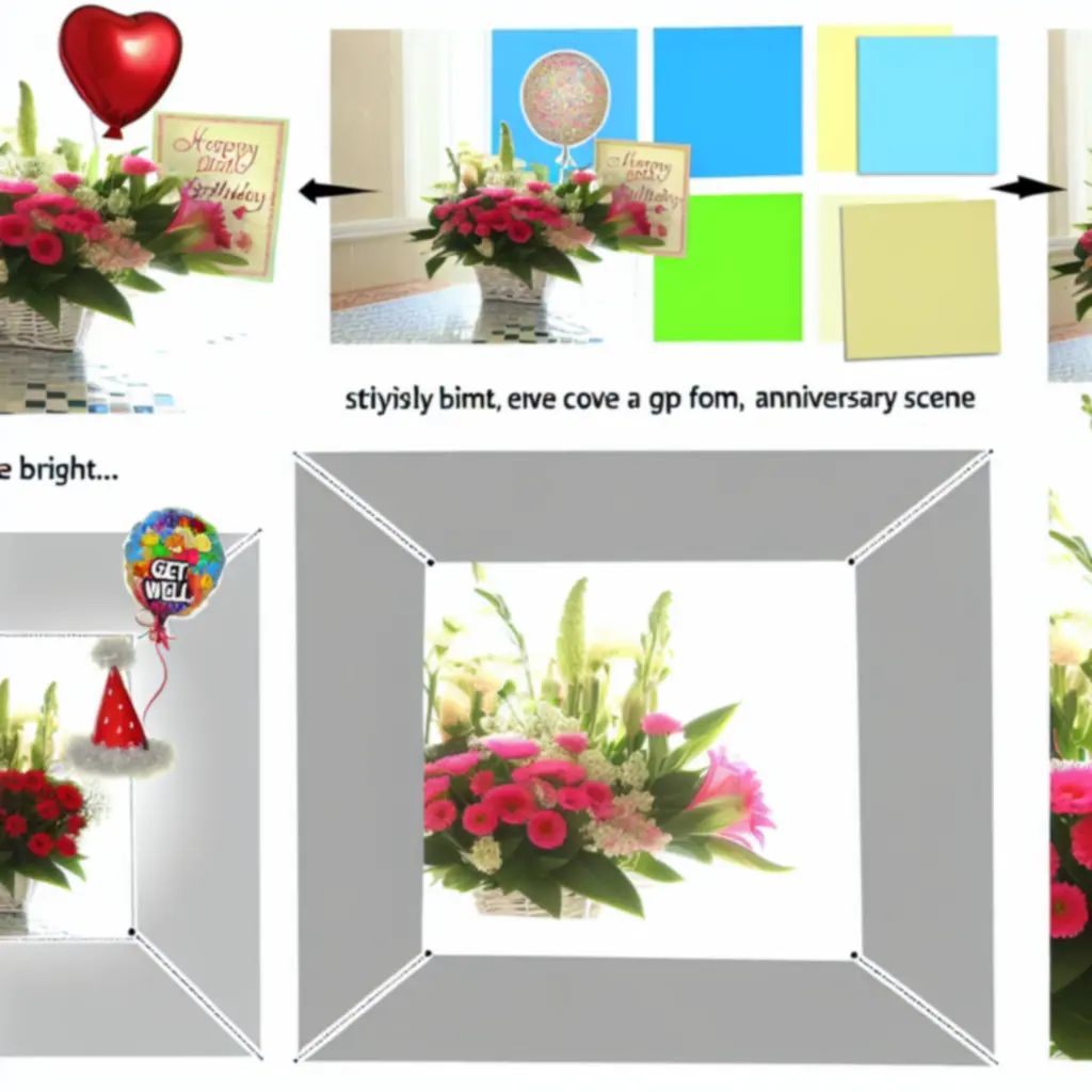 Moderne collage van bloemboeketten voor verschillende gelegenheden